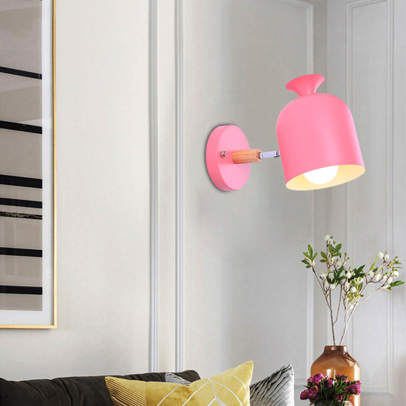 Skørter | Cup Shade Adult Bedroom Wall Lamp Rotatable Metal One Light Macaron Loft Wall Lamp