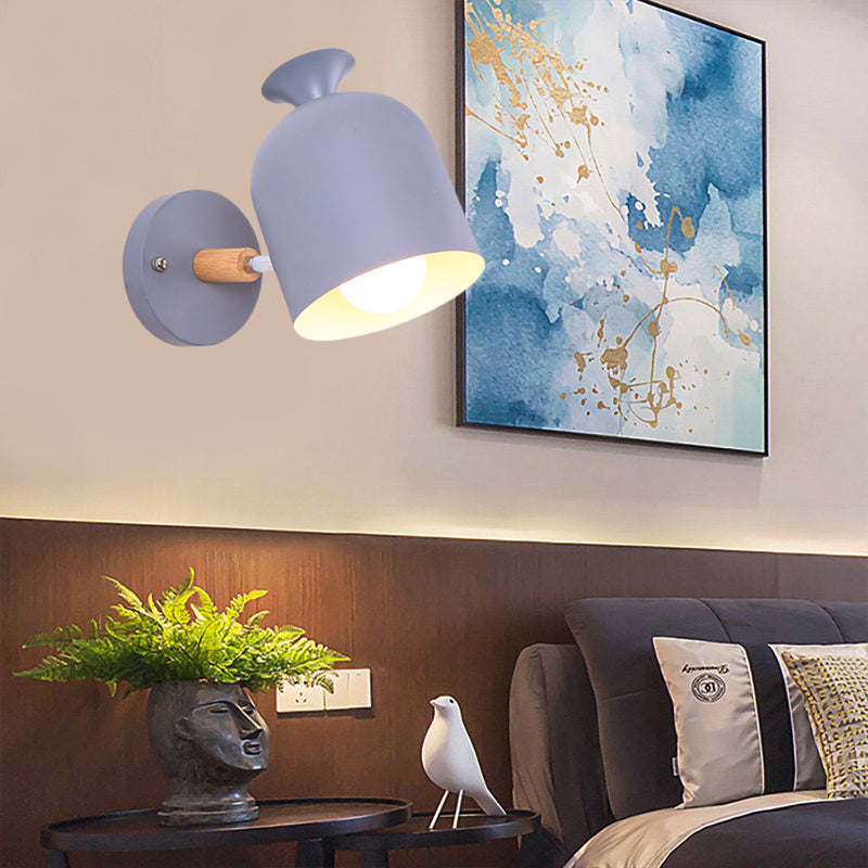 Skørter | Cup Shade Adult Bedroom Wall Lamp Rotatable Metal One Light Macaron Loft Wall Lamp