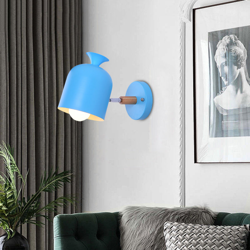 Skørter | Cup Shade Adult Bedroom Wall Lamp Rotatable Metal One Light Macaron Loft Wall Lamp