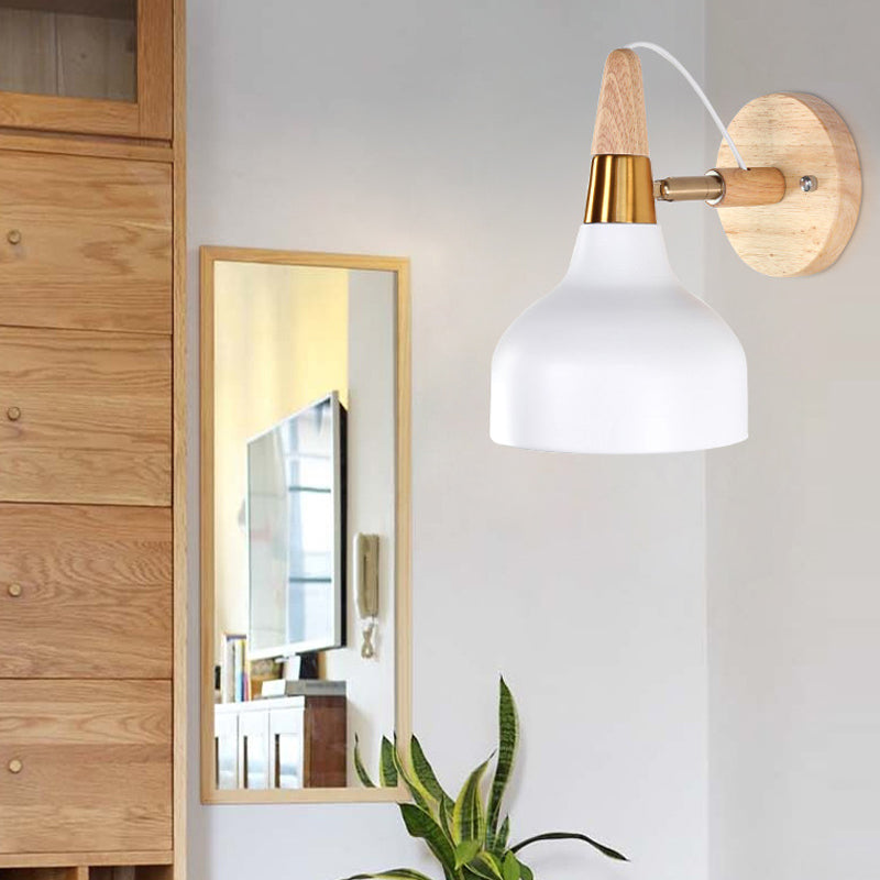 Skørter | Metallic Torch-shaped Wall Lamp Adjustable Angle 1 Light Nordic Style Wall Light for Nightstand