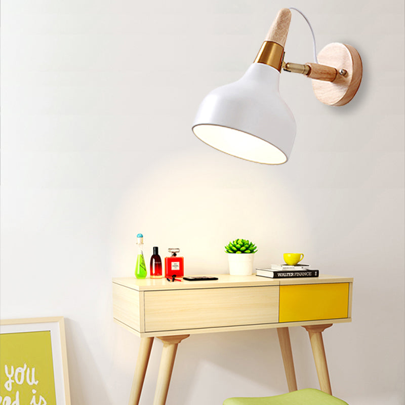 Skørter | Metallic Torch-shaped Wall Lamp Adjustable Angle 1 Light Nordic Style Wall Light for Nightstand