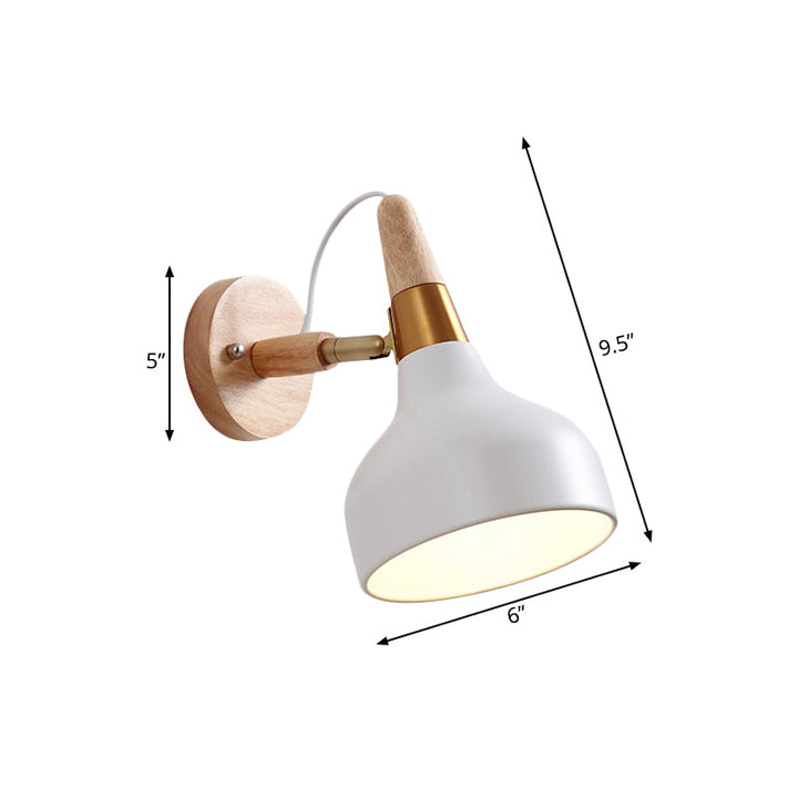 Skørter | Metallic Torch-shaped Wall Lamp Adjustable Angle 1 Light Nordic Style Wall Light for Nightstand