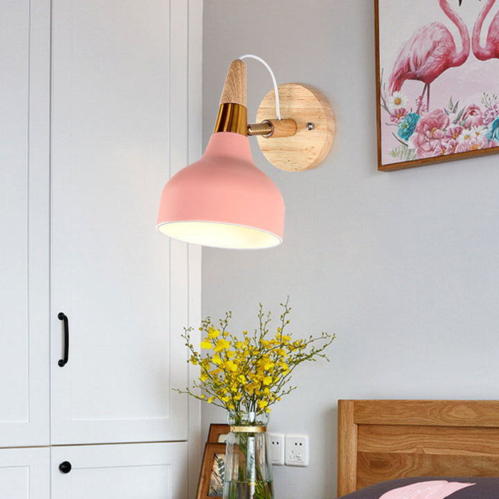 Skørter | Metallic Torch-shaped Wall Lamp Adjustable Angle 1 Light Nordic Style Wall Light for Nightstand