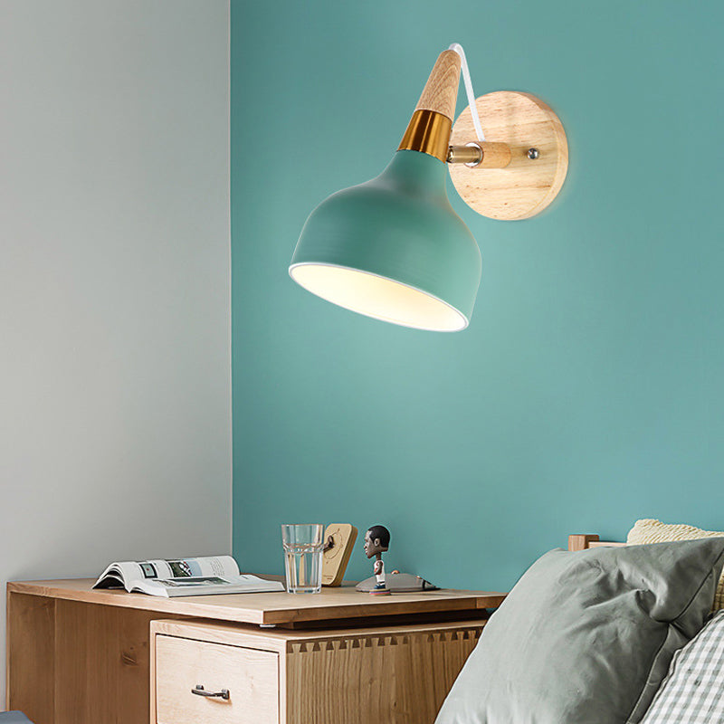 Skørter | Metallic Torch-shaped Wall Lamp Adjustable Angle 1 Light Nordic Style Wall Light for Nightstand