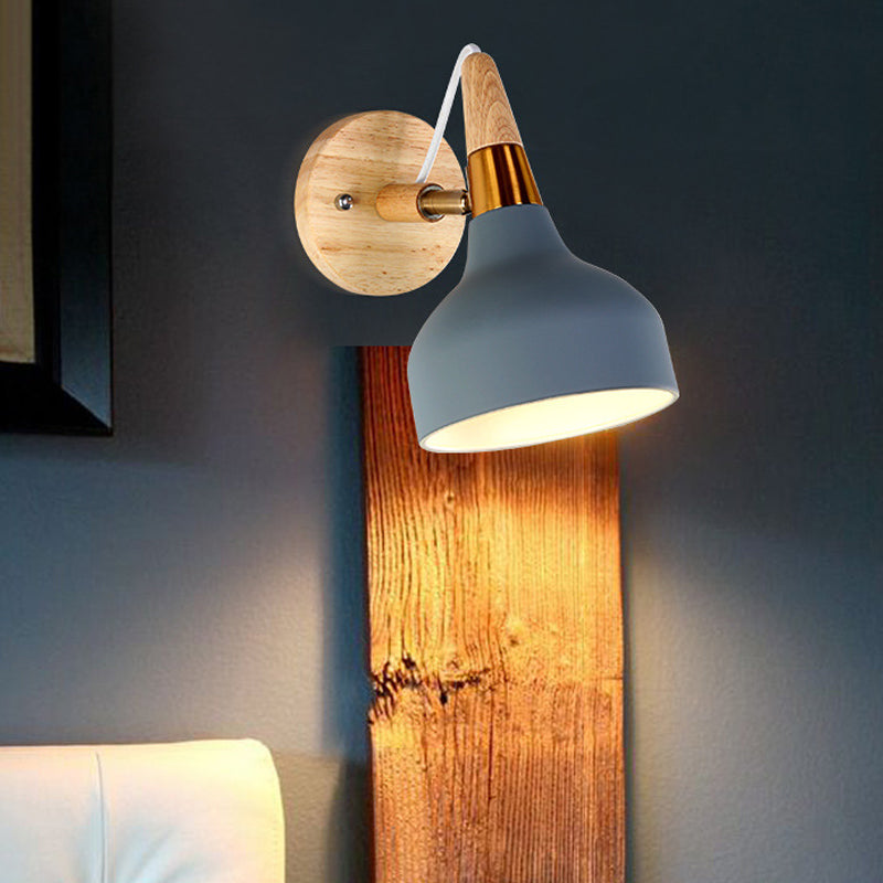 Skørter | Metallic Torch-shaped Wall Lamp Adjustable Angle 1 Light Nordic Style Wall Light for Nightstand