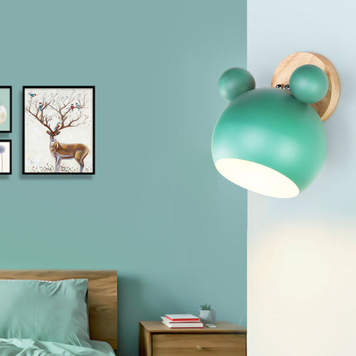Skørter | Nordic Style Globe Wall Light Wood & Metal 1 Lamp Wall Light for Restaurant Corridor