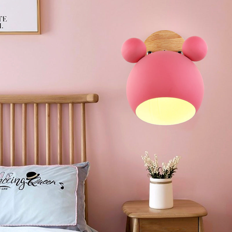 Skørter | Nordic Style Globe Wall Light Wood & Metal 1 Lamp Wall Light for Restaurant Corridor