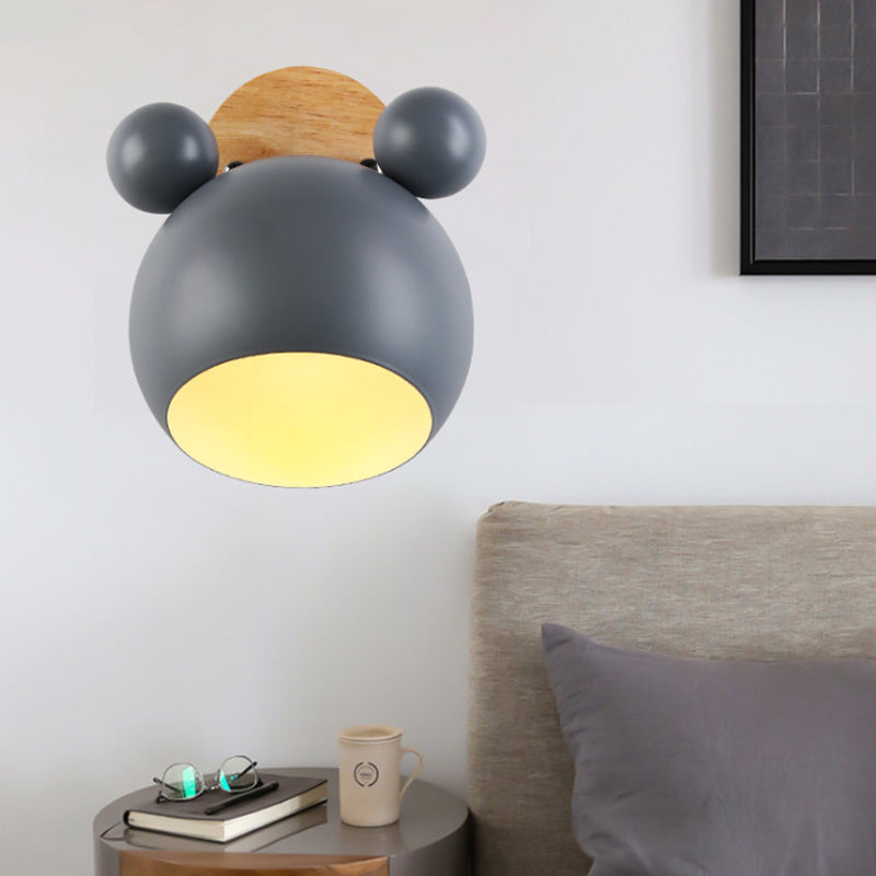 Skørter | Nordic Style Globe Wall Light Wood & Metal 1 Lamp Wall Light for Restaurant Corridor