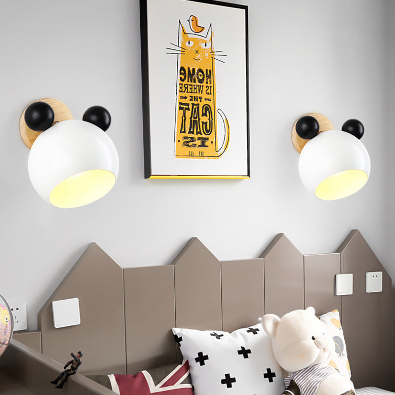 Skørter | Nordic Style Globe Wall Light Wood & Metal 1 Lamp Wall Light for Restaurant Corridor