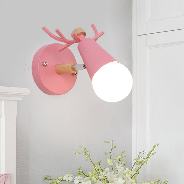 Skørter | Nordic Ice Cone Wall Lamp with Deer Antlers Metal 1 Head Sconce Lamp for Dining Room