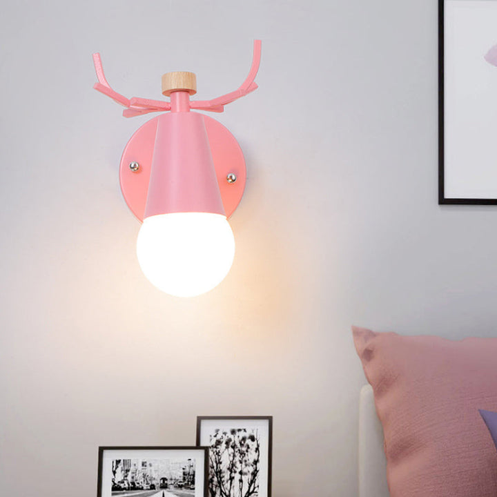 Skørter | Nordic Ice Cone Wall Lamp with Deer Antlers Metal 1 Head Sconce Lamp for Dining Room