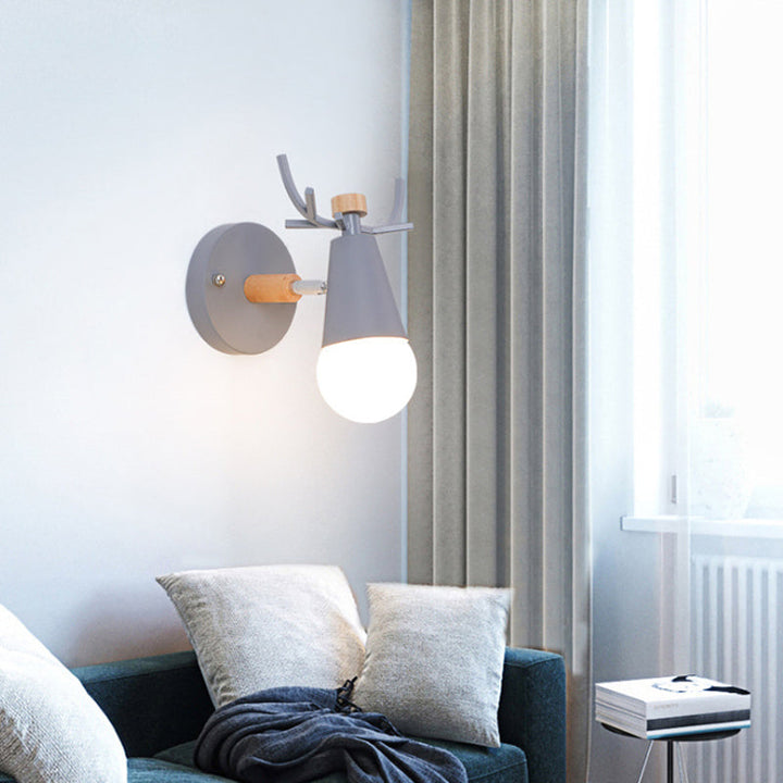 Skørter | Nordic Ice Cone Wall Lamp with Deer Antlers Metal 1 Head Sconce Lamp for Dining Room