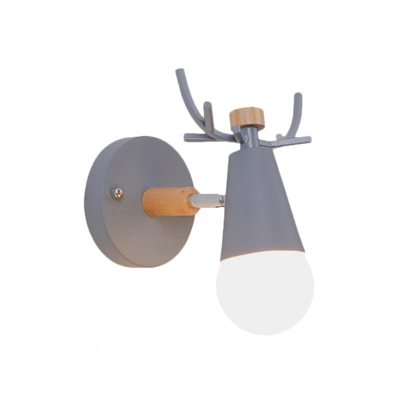 Skørter | Nordic Ice Cone Wall Lamp with Deer Antlers Metal 1 Head Sconce Lamp for Dining Room