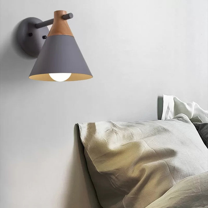 Skørter | Macaron Style Base Color Wall Lamp Conical Shade 1 Head Metal Wall Lamp for Kitchen Hallway