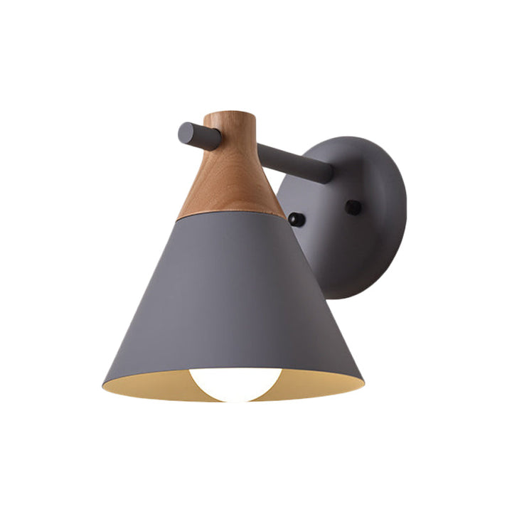 Skørter | Macaron Style Base Color Wall Lamp Conical Shade 1 Head Metal Wall Lamp for Kitchen Hallway