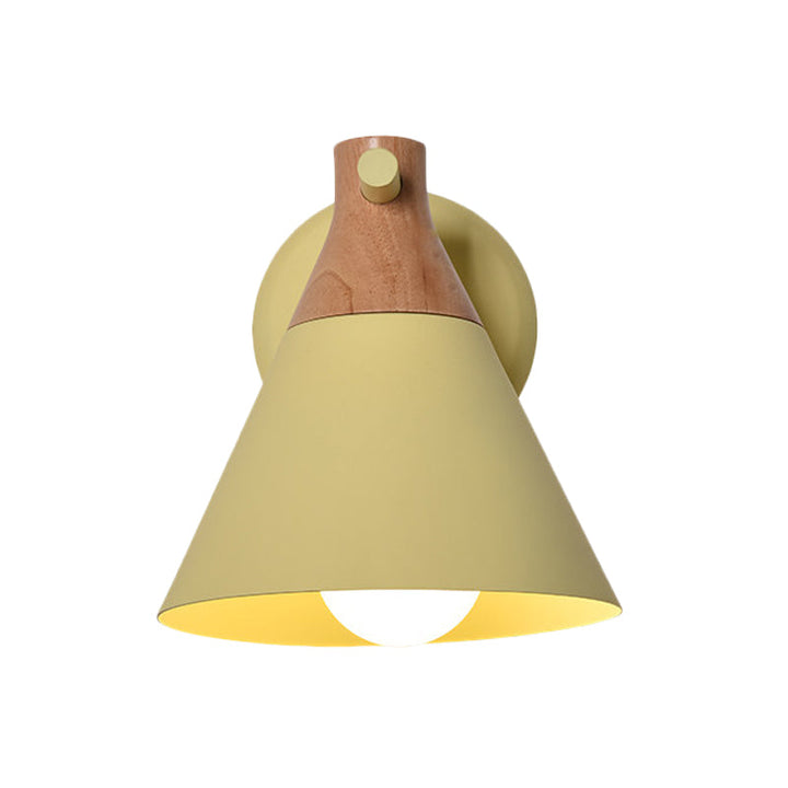 Skørter | Macaron Style Base Color Wall Lamp Conical Shade 1 Head Metal Wall Lamp for Kitchen Hallway