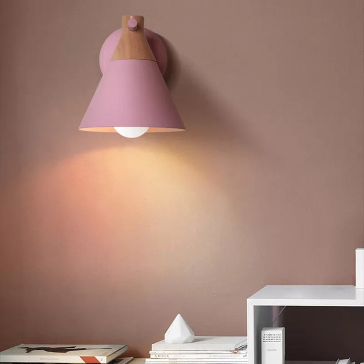 Skørter | Macaron Style Base Color Wall Lamp Conical Shade 1 Head Metal Wall Lamp for Kitchen Hallway