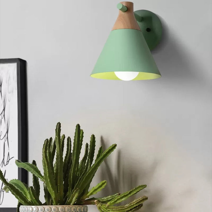 Skørter | Macaron Style Base Color Wall Lamp Conical Shade 1 Head Metal Wall Lamp for Kitchen Hallway