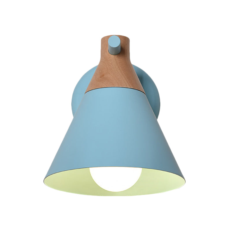 Skørter | Macaron Style Base Color Wall Lamp Conical Shade 1 Head Metal Wall Lamp for Kitchen Hallway