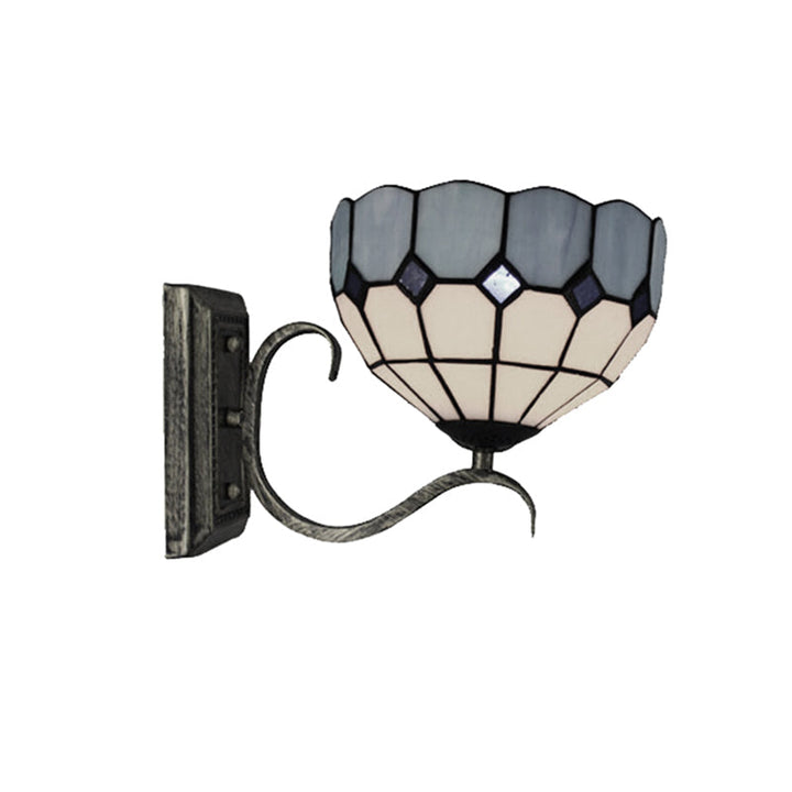 Lisslune | Classic Tiffany Wall Lamp One Light Art Glass Wall Lamp in Antique Bronze for the Bathroom