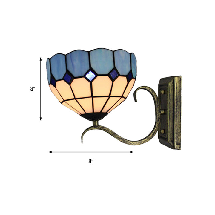 Lisslune | Classic Tiffany Wall Lamp One Light Art Glass Wall Lamp in Antique Bronze for the Bathroom