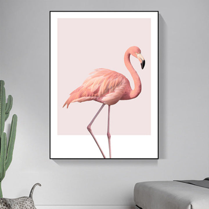Lisslune | Pink Flamingo Canvas Art Woven Tropical Girls Bedroom Wall Decor, Multiple Sizes