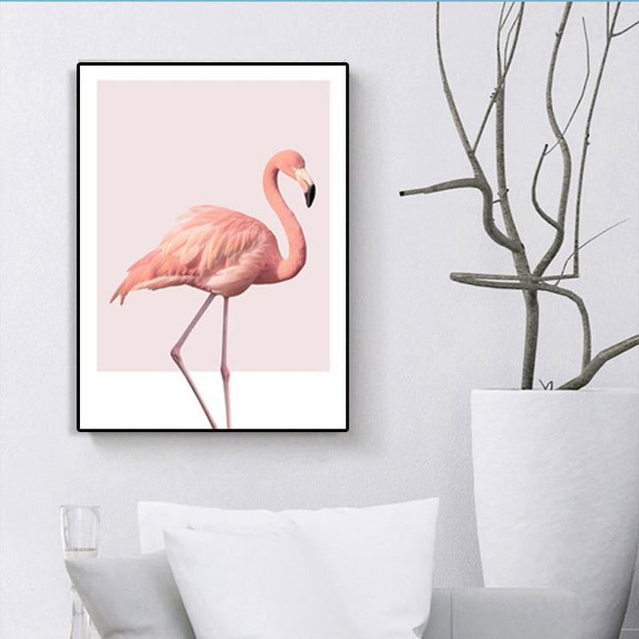 Lisslune | Pink Flamingo Canvas Art Woven Tropical Girls Bedroom Wall Decor, Multiple Sizes