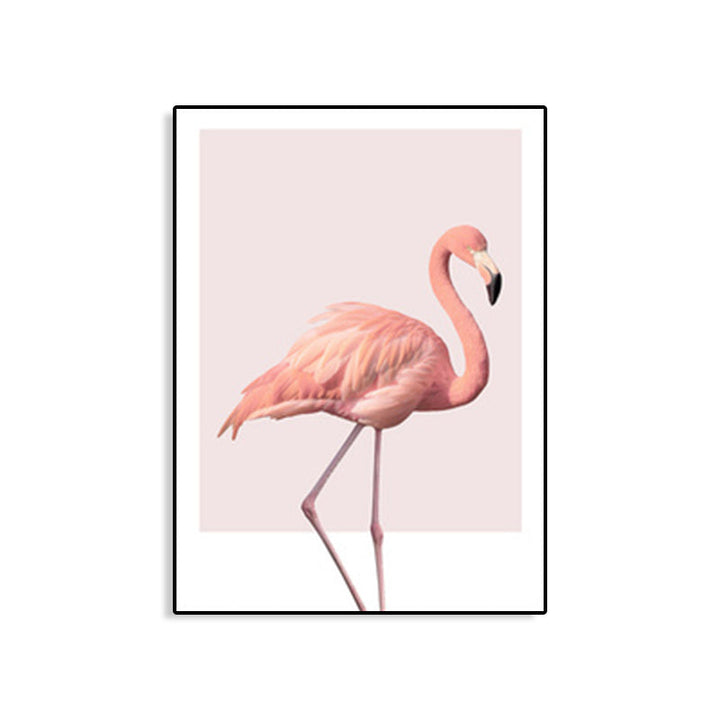 Lisslune | Pink Flamingo Canvas Art Woven Tropical Girls Bedroom Wall Decor, Multiple Sizes