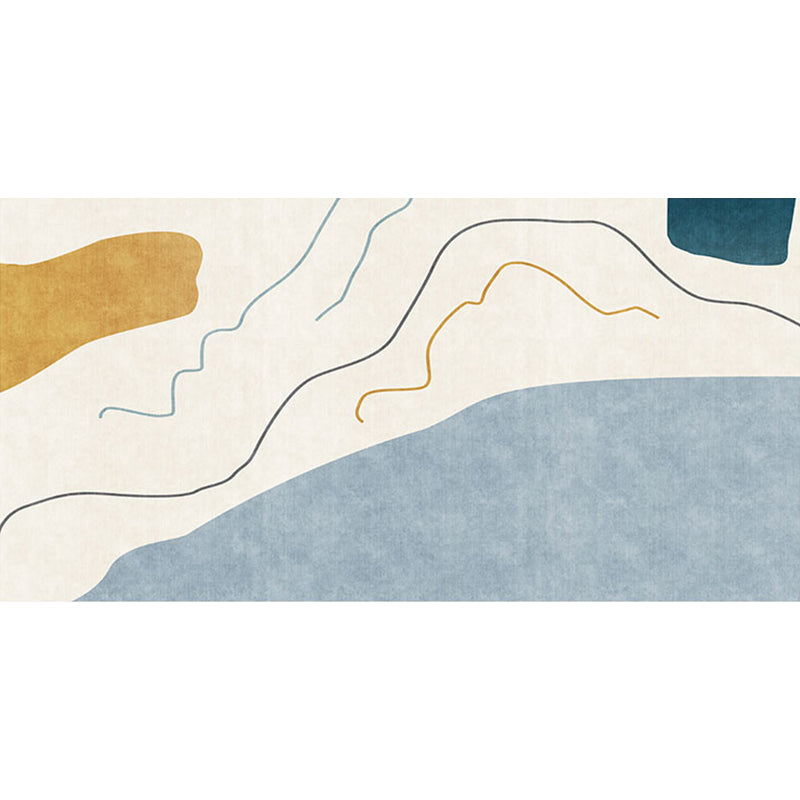 Lisslune | Modernist Abstract Rug Blue and Beige Polyester Rug Non-Slip Bottom Washable Pet Friendly Area Rug for Home