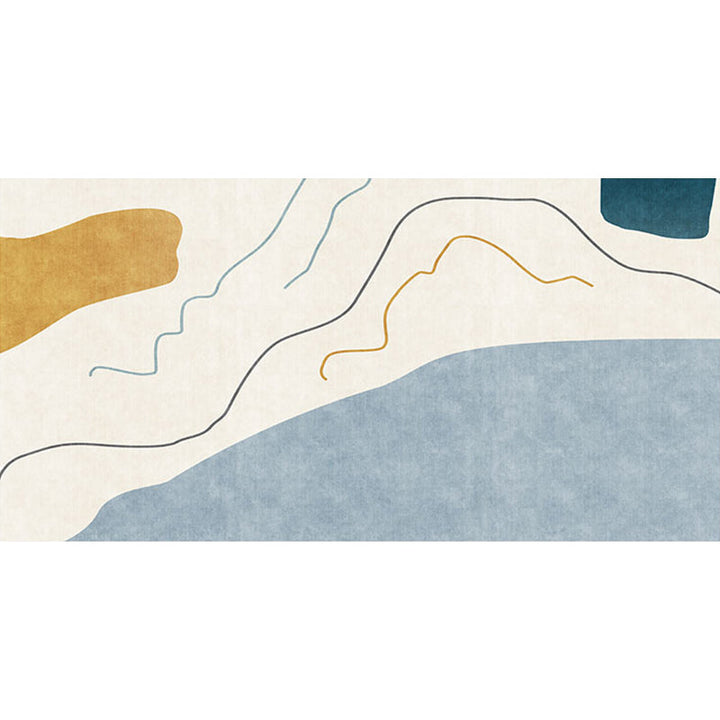 Lisslune | Modernist Abstract Rug Blue and Beige Polyester Rug Non-Slip Bottom Washable Pet Friendly Area Rug for Home