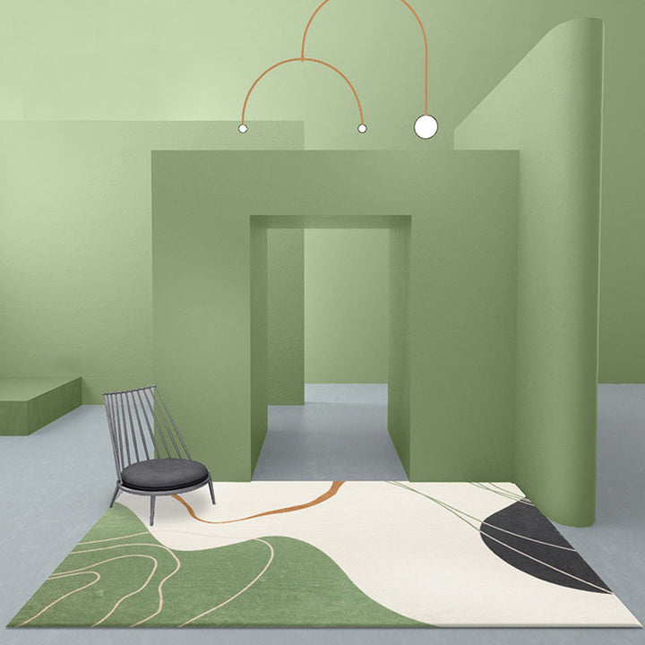 Lisslune | Simple Multicolor Modernist Carpet Polyester Abstract Rug Washable Pet Friendly Non-Slip Carpet for Living Room