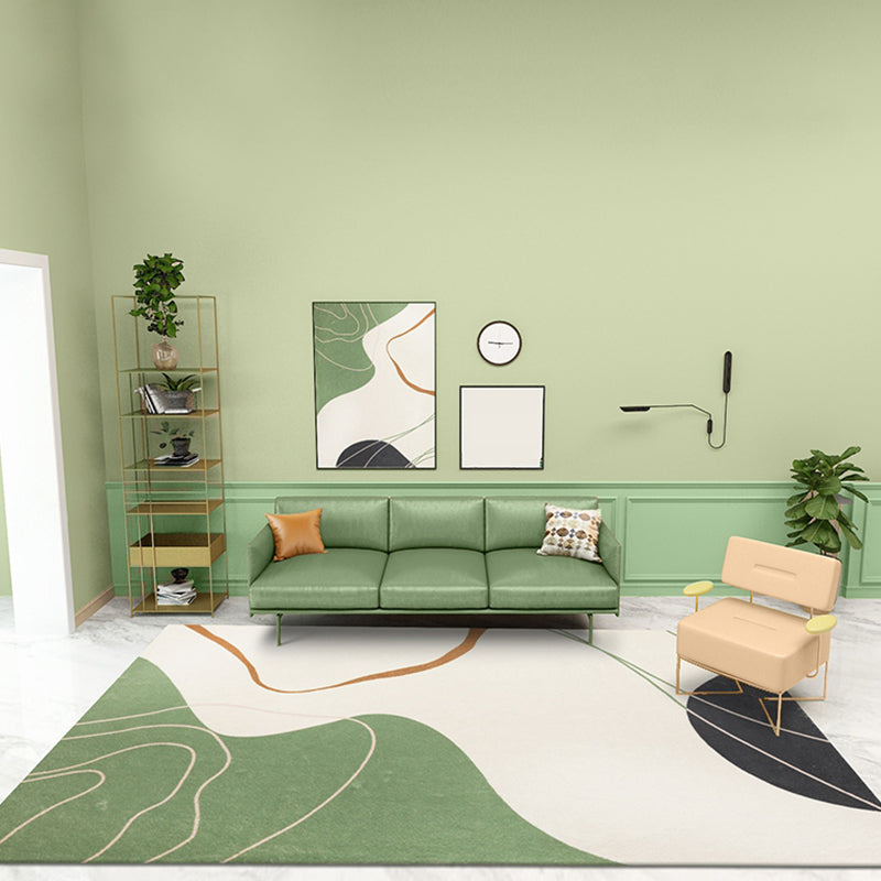 Lisslune | Simple Multicolor Modernist Carpet Polyester Abstract Rug Washable Pet Friendly Non-Slip Carpet for Living Room