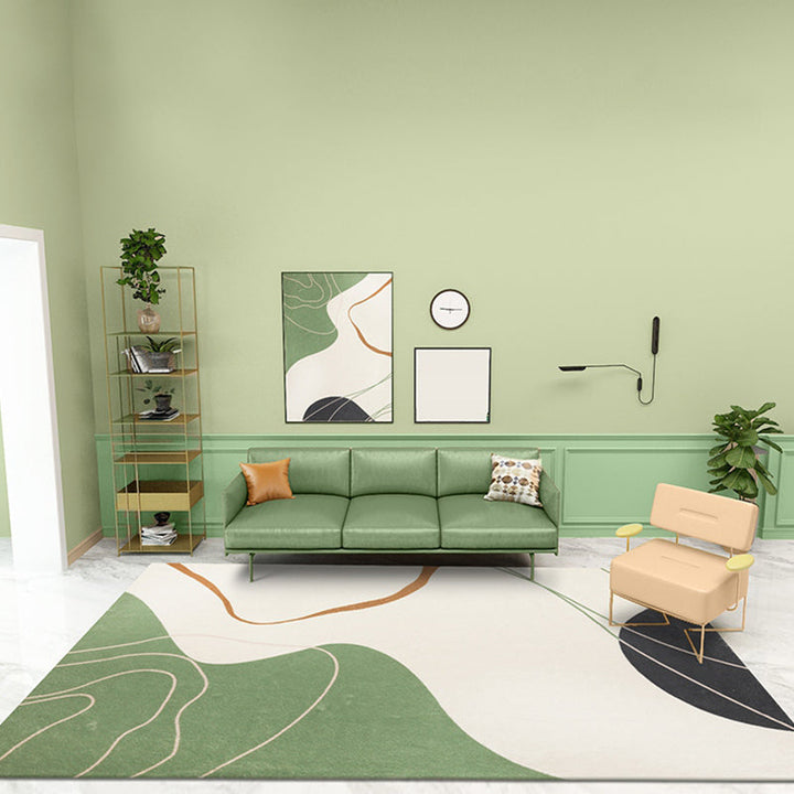 Lisslune | Simple Multicolor Modernist Carpet Polyester Abstract Rug Washable Pet Friendly Non-Slip Carpet for Living Room