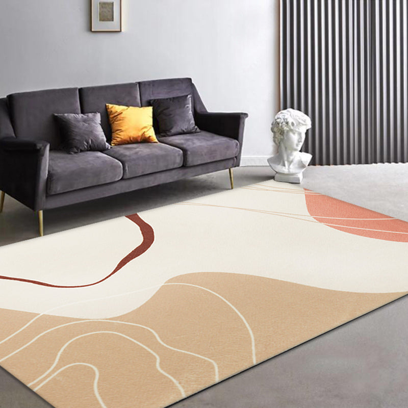 Lisslune | Simple Multicolor Modernist Carpet Polyester Abstract Rug Washable Pet Friendly Non-Slip Carpet for Living Room