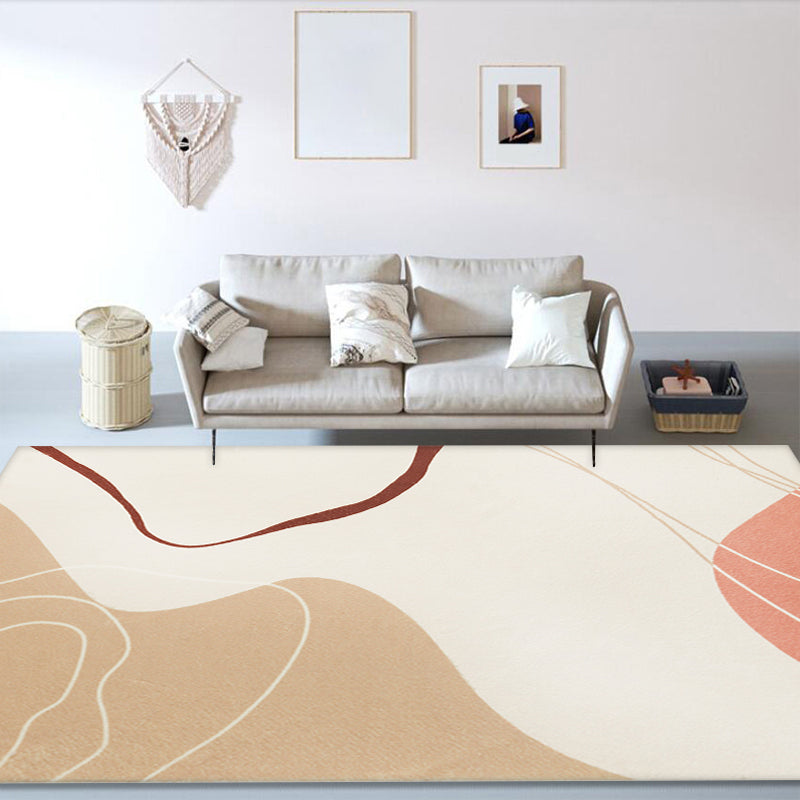 Lisslune | Simple Multicolor Modernist Carpet Polyester Abstract Rug Washable Pet Friendly Non-Slip Carpet for Living Room