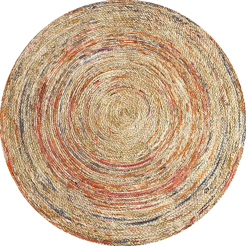 Lisslune | Retro Tribal Circles Pattern Carpet Yellow and Red Polyester Carpet Washable Pet Friendly Non-Slip Carpet for the Living Room