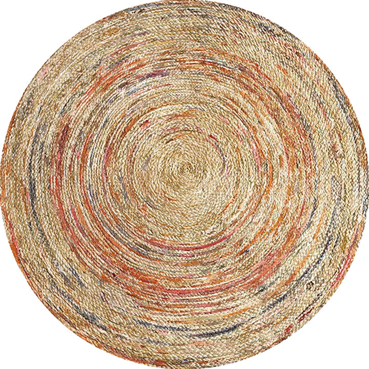 Lisslune | Retro Tribal Circles Pattern Carpet Yellow and Red Polyester Carpet Washable Pet Friendly Non-Slip Carpet for the Living Room