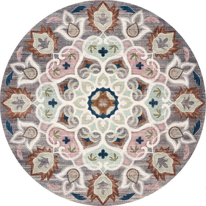 Lisslune | Retro Tribal Circles Pattern Carpet Yellow and Red Polyester Carpet Washable Pet Friendly Non-Slip Carpet for the Living Room
