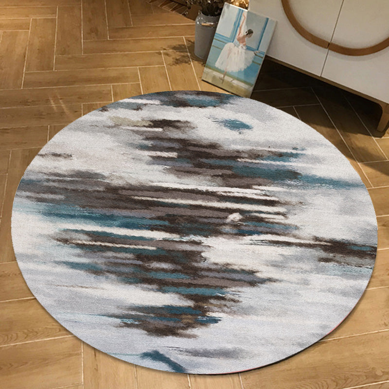 Lisslune | Funky Contemporary Rug Multicolored Watercolor and Swirl Stripe Pattern Rug Pet Friendly Non-Slip Washable Rug for the Home Office