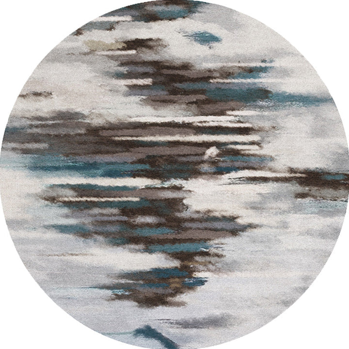 Lisslune | Funky Contemporary Rug Multicolored Watercolor and Swirl Stripe Pattern Rug Pet Friendly Non-Slip Washable Rug for the Home Office