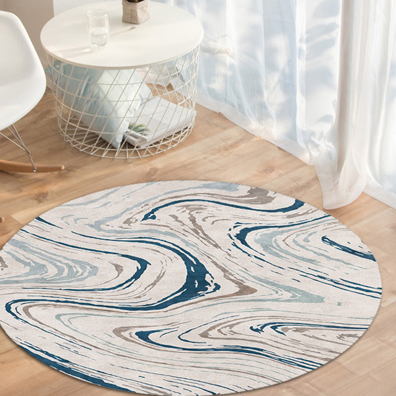 Lisslune | Funky Contemporary Rug Multicolored Watercolor and Swirl Stripe Pattern Rug Pet Friendly Non-Slip Washable Rug for the Home Office