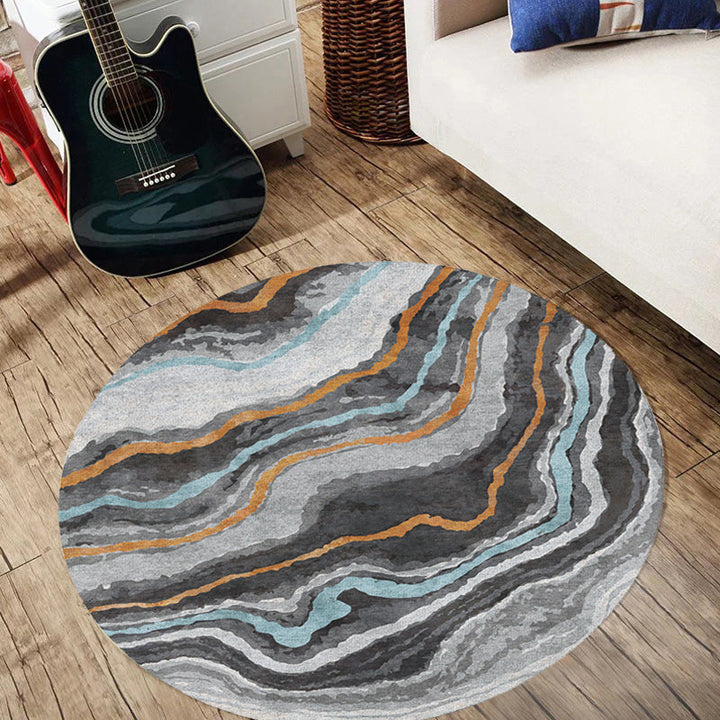 Lisslune | Funky Contemporary Rug Multicolored Watercolor and Swirl Stripe Pattern Rug Pet Friendly Non-Slip Washable Rug for the Home Office
