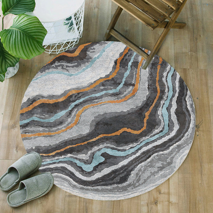 Lisslune | Funky Contemporary Rug Multicolored Watercolor and Swirl Stripe Pattern Rug Pet Friendly Non-Slip Washable Rug for the Home Office