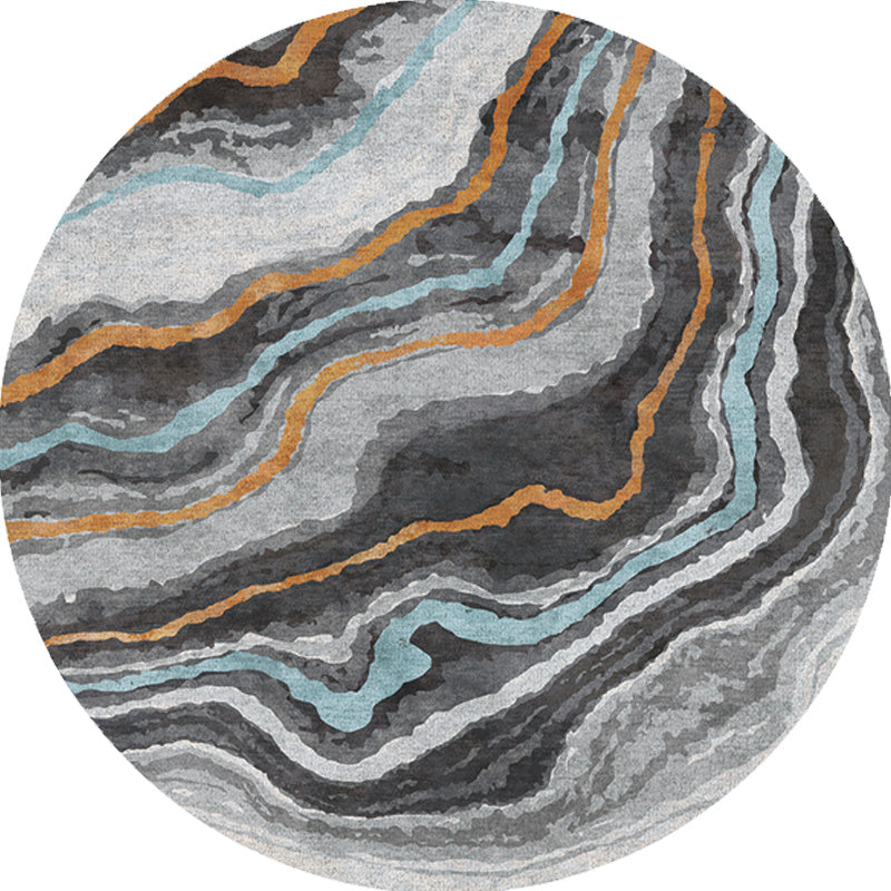 Lisslune | Funky Contemporary Rug Multicolored Watercolor and Swirl Stripe Pattern Rug Pet Friendly Non-Slip Washable Rug for the Home Office