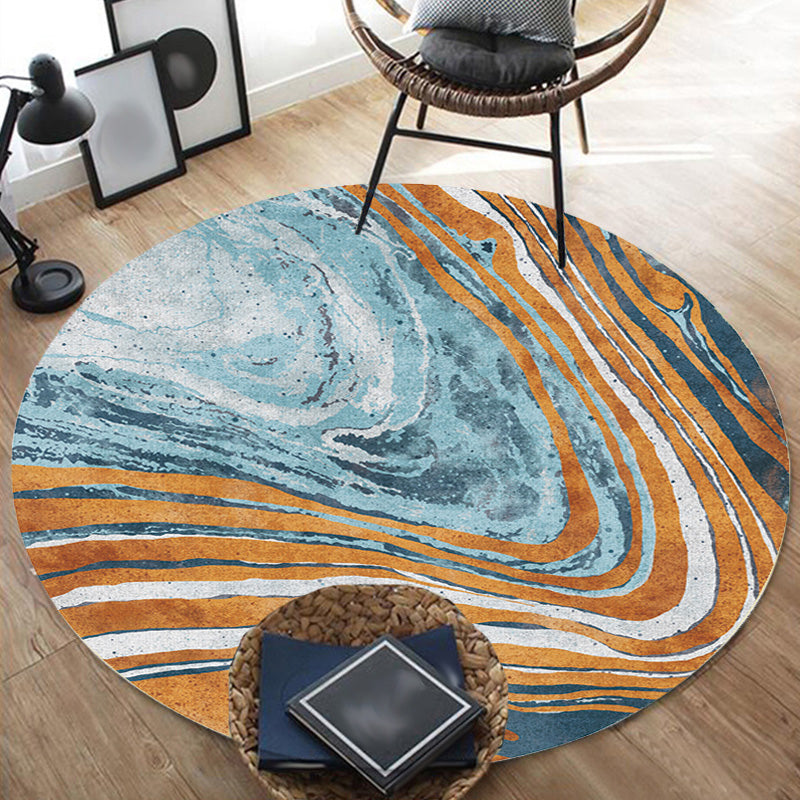 Lisslune | Funky Contemporary Rug Multicolored Watercolor and Swirl Stripe Pattern Rug Pet Friendly Non-Slip Washable Rug for the Home Office