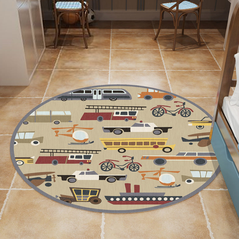 Lisslune | Multicolor Flowers Pattern Rug with Star and Heart Polyester Kids Rug Washable Non-Slip Pet-Friendly Rug for Children's Room
