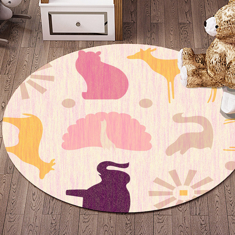 Lisslune | Multicolor Flowers Pattern Rug with Star and Heart Polyester Kids Rug Washable Non-Slip Pet-Friendly Rug for Children's Room
