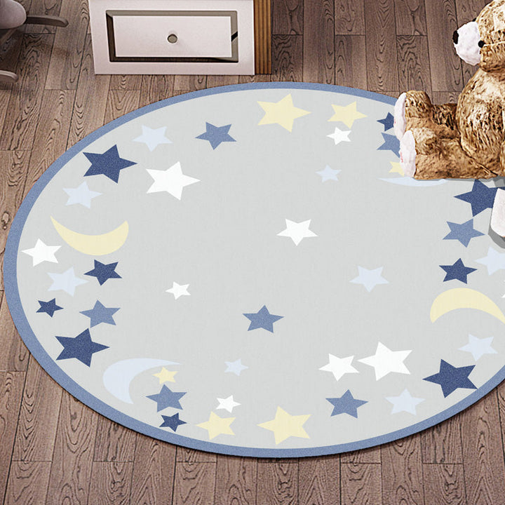 Lisslune | Multicolor Flowers Pattern Rug with Star and Heart Polyester Kids Rug Washable Non-Slip Pet-Friendly Rug for Children's Room