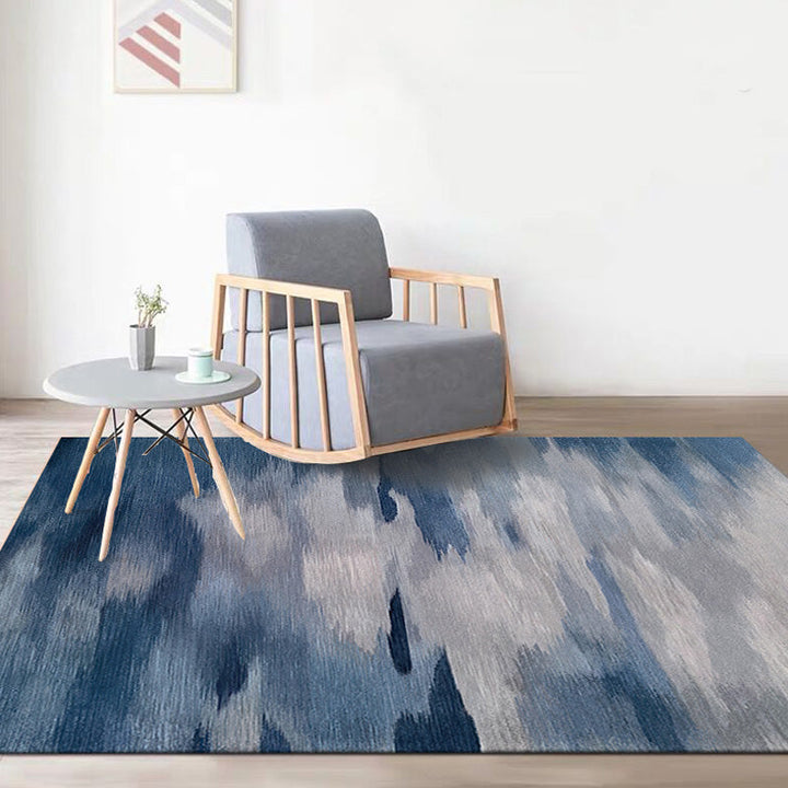 Lisslune | Modernist Watercolor Pattern Rug Blue and Yellow Polyester Rug Non-Slip Back Washable Pet-Friendly Rug for Bedroom