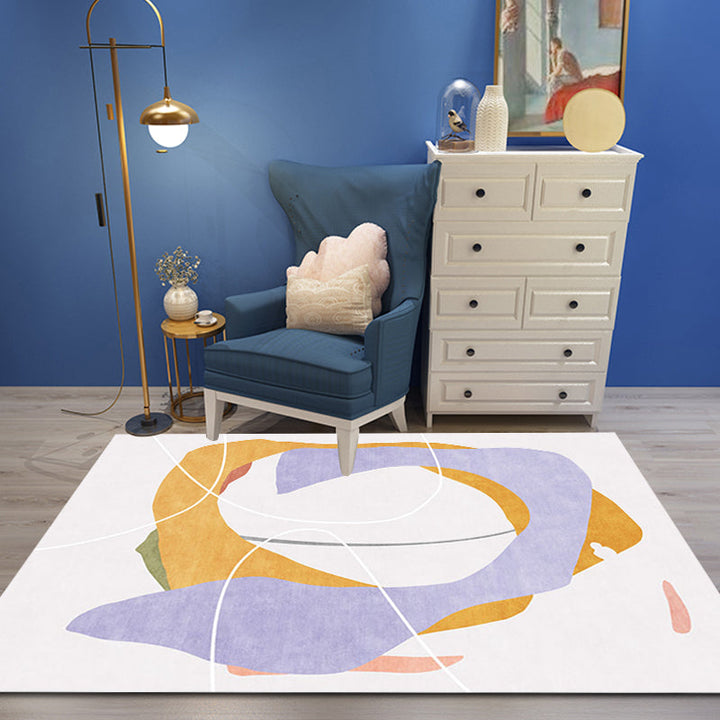 Lisslune | Creative Multicolor Modernist Carpet Polyester Abstract Carpet Washable Pet-Friendly Non-Slip Rug for Living Room